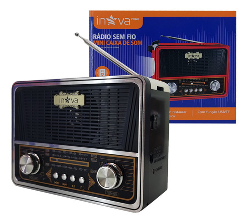 Caixa De Som Portátil Bluetooth Rádio Sem Fio Retrô Vintage Cor Preto 110v/220v