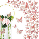 144pzs Mariposas Decorativas, 3d Pared Colore Metalicos Huec