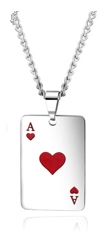 Collar Unisex Baraja Naipes Corazon Rojo Espada Negra C520