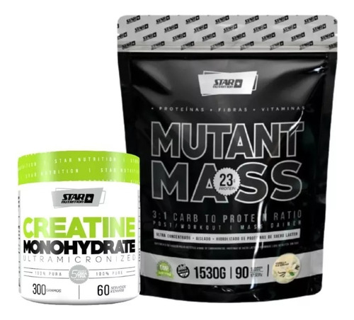 Combo Volumen Mutant Mass 1.5kg Creatina 300g Star Nutrition