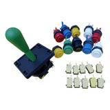 Kit Arcade De Competencia Palanca Verde+10 Boton+10 Micros 