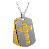 Collar Placa Militar Cruz Jesús Acero Inoxidable Para Hombre