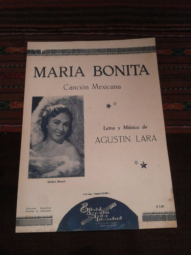 Antigua Partitura Maria Bonita Cancion Mexicana Agustin Lara