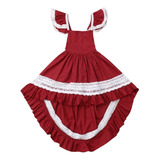 Vestido Hippie Vintage Niña Fresco Moda Fiesta Playa Rojo