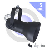 Kit Spot Para Trilho Iluminação Focal 15 Unid Soft Cor Preto 110v/220v
