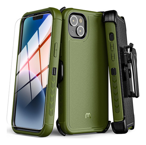 . Funda Mybat Maverick Clip Para iPhone 14 - Verde Con Mica