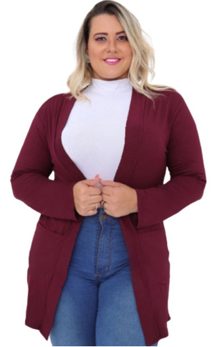 Blazer Terninho Feminino Plus Size Estilo Casual Sobretudo