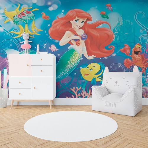 Papel Adesivo 3d Infantil Para Quarto De Menina Ariel M²