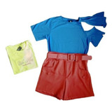 Kit 3 Peças Blusinha T-shirts Blogueirinha Short Alfaiataria