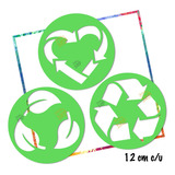 Set 3 Stencils Plantilla Logo Reciclaje Corazon Hojas 12 Cm
