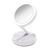 Espejo De Maquillaje Luz Led Doble Cara Ajustable Plegable