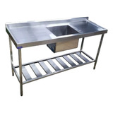 Pia Industrial Aço Inox 130cm X 60cm X 90cm + Cuba 50x40x30