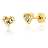 Aros Corazón C/cubics Laminado En Oro 18k Calidad Cracco