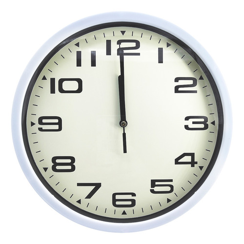 Reloj De Pared 25cm Simil Madera Analogico Numeros Grandes Estructura Blanco 0694