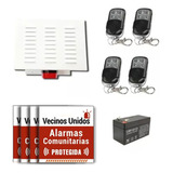 Alarma Comunitaria 20w + 4 Controles + Bateria + Cartel