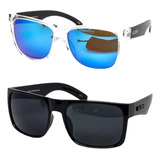  2 Lentes De Sol Kush® Originales Tornasol Azul Playa Negros