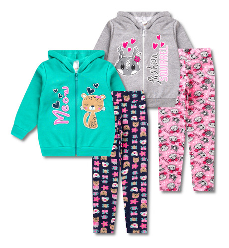 Kit 2 Conjunto Infantil Moletom Feminino Menina Inverno