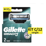 Carga Para Barbeador Gillette Mach3 Regular Kit Com 12 Uni