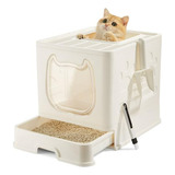 Caja De Arena Plegable Para Gatos Con Tapa Y Accesorios