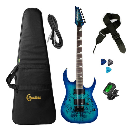 Kit Guitarra Gio Ibanez Grgr221pa Aqb Humbucker Acessórios