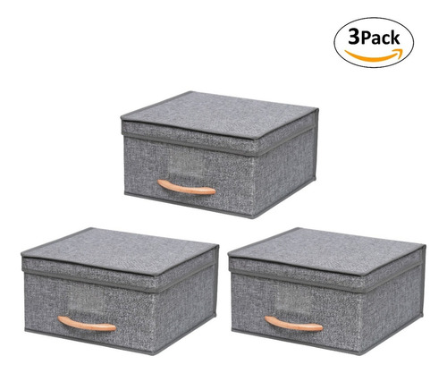 Pack 3 Cajas Organizadoras Plegables Closet Ropa Varios Mango De Madera (s)