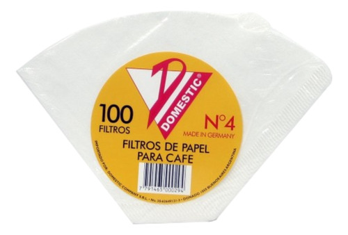 Filtros Papel Cafe N4 Pack X100 Cafetera Electrica Domestic