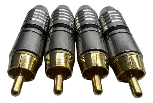 4 Plug Rca Blindado Som Profissional E Automotivo Reforçado