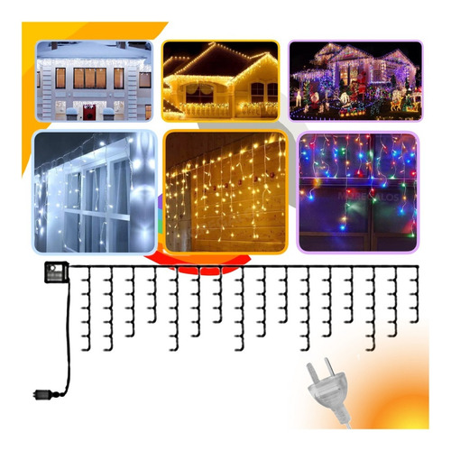 Guirnaldas Lluvia Luz Led Luces Con Enchufe Navidad Luces Blanco