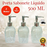 Porta Sabonete Líquido/álcool Gel Vidro Transparente 500ml