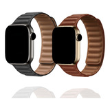 Pulseira Couro Magnetica Para Apple Watch 49mm 45mm 44 42mm