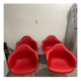 Sillas Eames Con Respaldo, Color Rojas, Patas De Metal