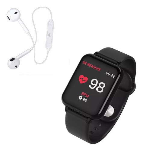Kit Smartwatch Relógio Digital + Fone Via Bluetooth Sem Fio
