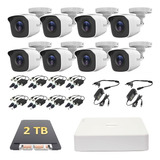 Kit Circuito Cerrado 8 Cámaras Hilook Baluns Hd 2tb Hilook Color Blanco