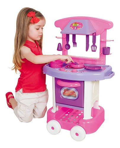 Cozinha Infantil Completa Playtime Menina Cotiplás Cor Rosa