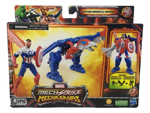 Hasbro Marvel Mech Strike Mechasaurs Capitan America Redwing