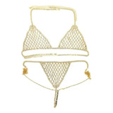 Conjunto De Bragas De Sujetador Sexy Body Cadena Collar