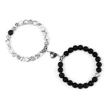  Conjunto Set 2 Pulseras Corazon Onix Howalita Para Pareja 