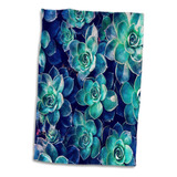 Toalla De Mano 3d Rose Textured Organic Plants En Azul Y Ver