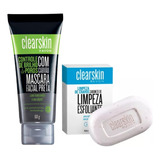 Kit Clearskin Másc. Facial Preta + Sabonete Esfoliante.