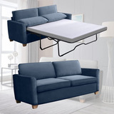 Sofa Cama 2 En 1 Biplaza Tamaño Matrimonial Azul Mjkone