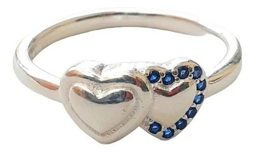 Anillo Plata 925 Corazones Cubic Azul Anpl927 Italy Lucio