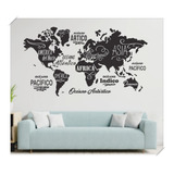 Vinilo Decorativo Mapa Mundial Mapamundi Pared Grande 1.5x80