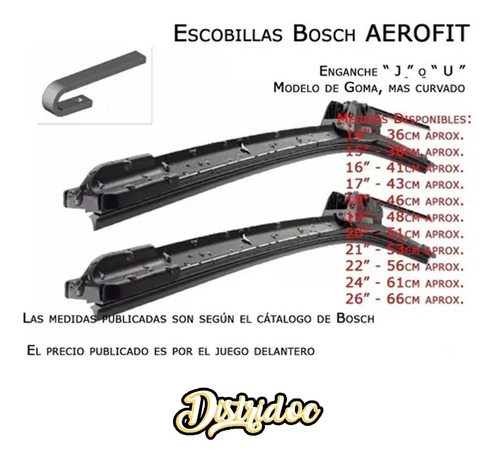 Kit X2 Escobillas Delantera Bosh Aerofit Jeep Cherokee Sport Foto 5