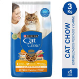 Alimento Gato Cat Chow Esterilizados Carne Pescado 3 Kg 