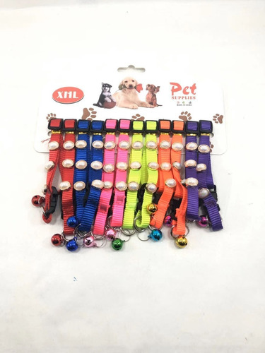 Collar Regulable Diseño Perla Con Cascabel  P/gato 1.0cm