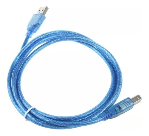 Cable Usb 2.0 Para Impresora 1.5 Mts Blindado Azul