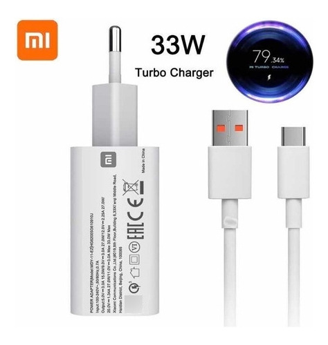 Carregador Xiaomi 33w Turbo Qc 4.0 Original Poco F1 X3 Novo