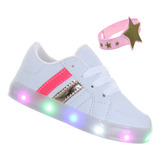 Tenis Infantil Criança Para Menina Com Iluminação De Led 