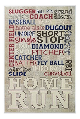 Stupell Home Decor Rojo Blanco Y Azul Baseball Typog Placa 