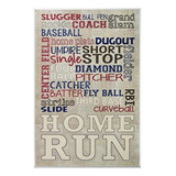 Stupell Home Decor Rojo Blanco Y Azul Baseball Typog Placa 